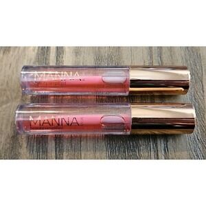2X Manna Kadar Beauty Lip Oil, Nourish, Smooth & Plumps Peony Rose-Black Sealed